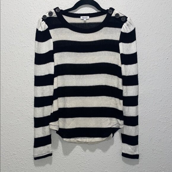 Splendid Black and Cream Striped Sweater Top - Picture 1 of 6